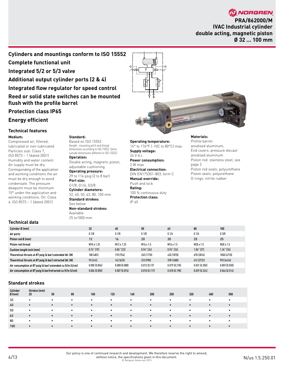 Norgren PRA/862000/M IVAC Industrial cylinder User Manual | 14 pages