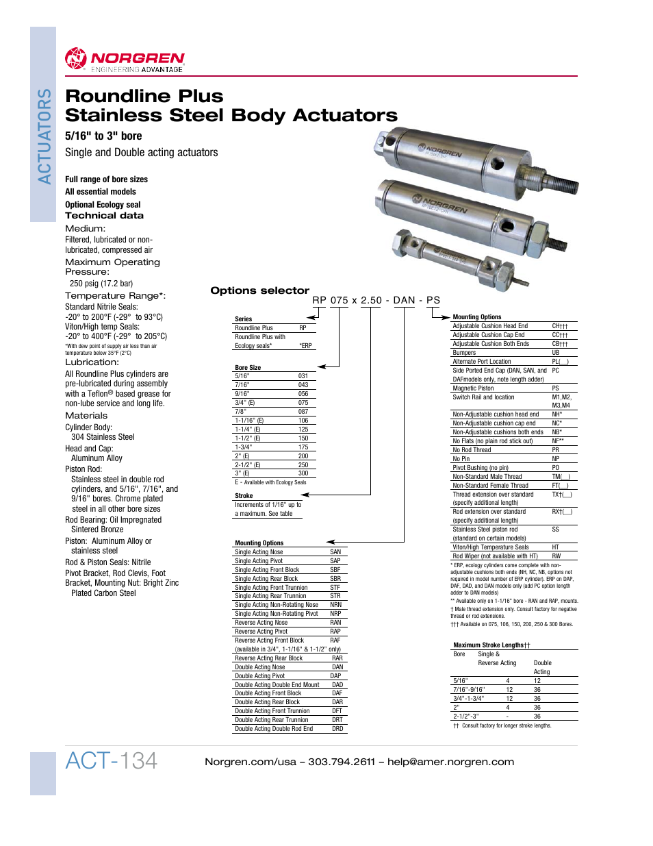 Norgren Roundline Plus Stainless Steel Body Actuators User Manual | 26 pages