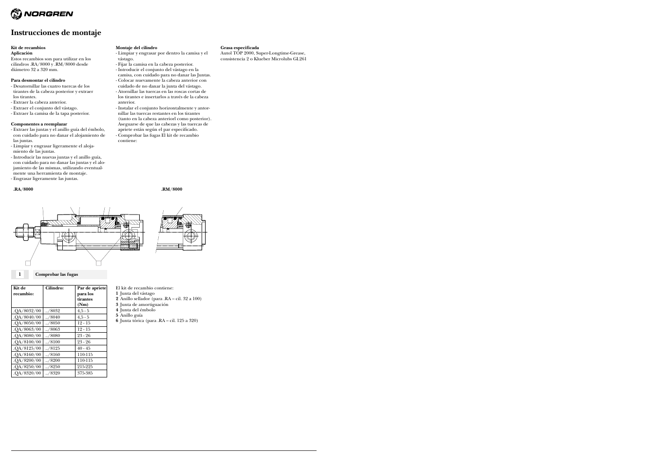 Instrucciones de montaje | Norgren Series Kits For RA/8000 User Manual | Page 3 / 3
