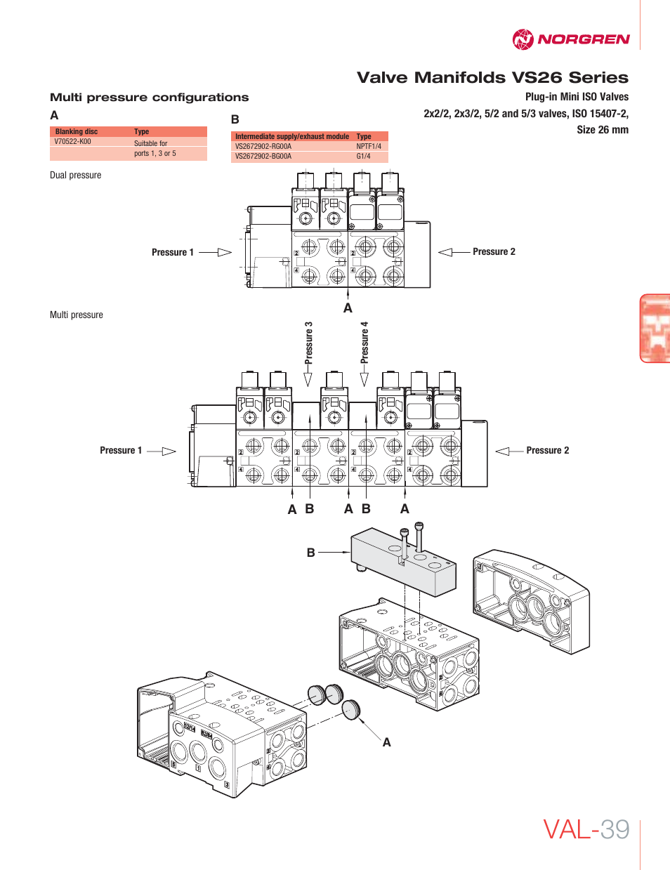 Val- 39, Valve manifolds vs26 series | Norgren VS26 Series Valve Manifolds User Manual | Page 14 / 24