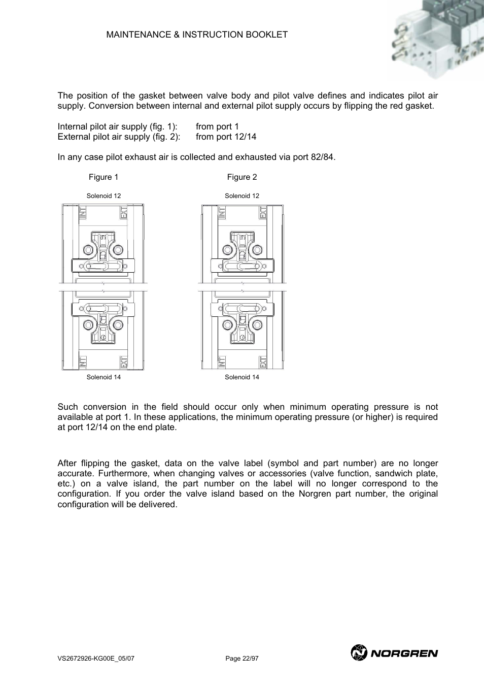 Internal/external pilot air supply, 6 internal/external pilot air supply | Norgren VS18 Series Valve Advantage User Manual | Page 22 / 97