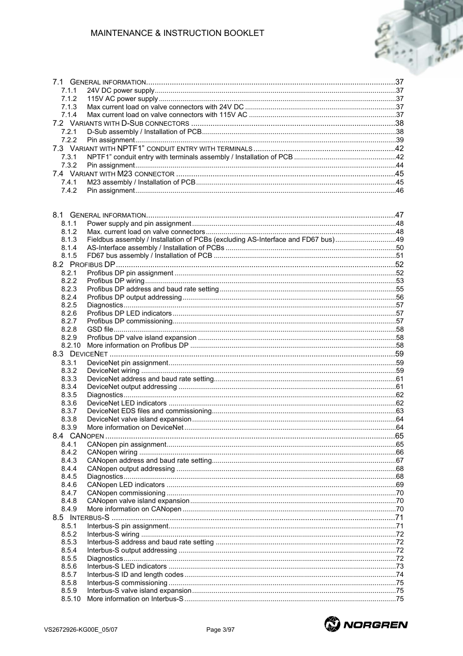 Norgren VS18 Series Valve Advantage User Manual | Page 3 / 97