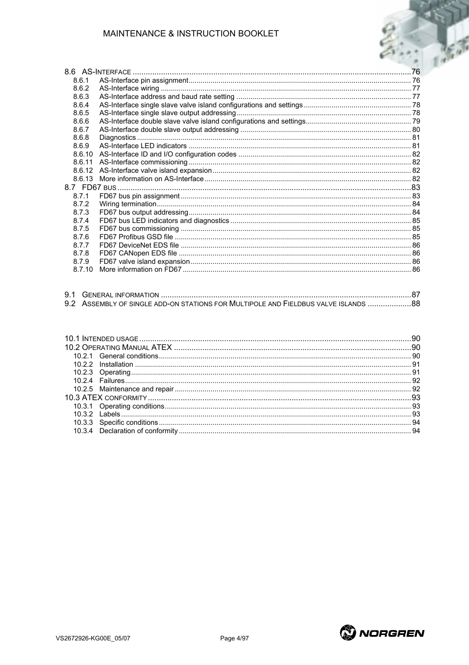 Norgren VS18 Series Valve Advantage User Manual | Page 4 / 97
