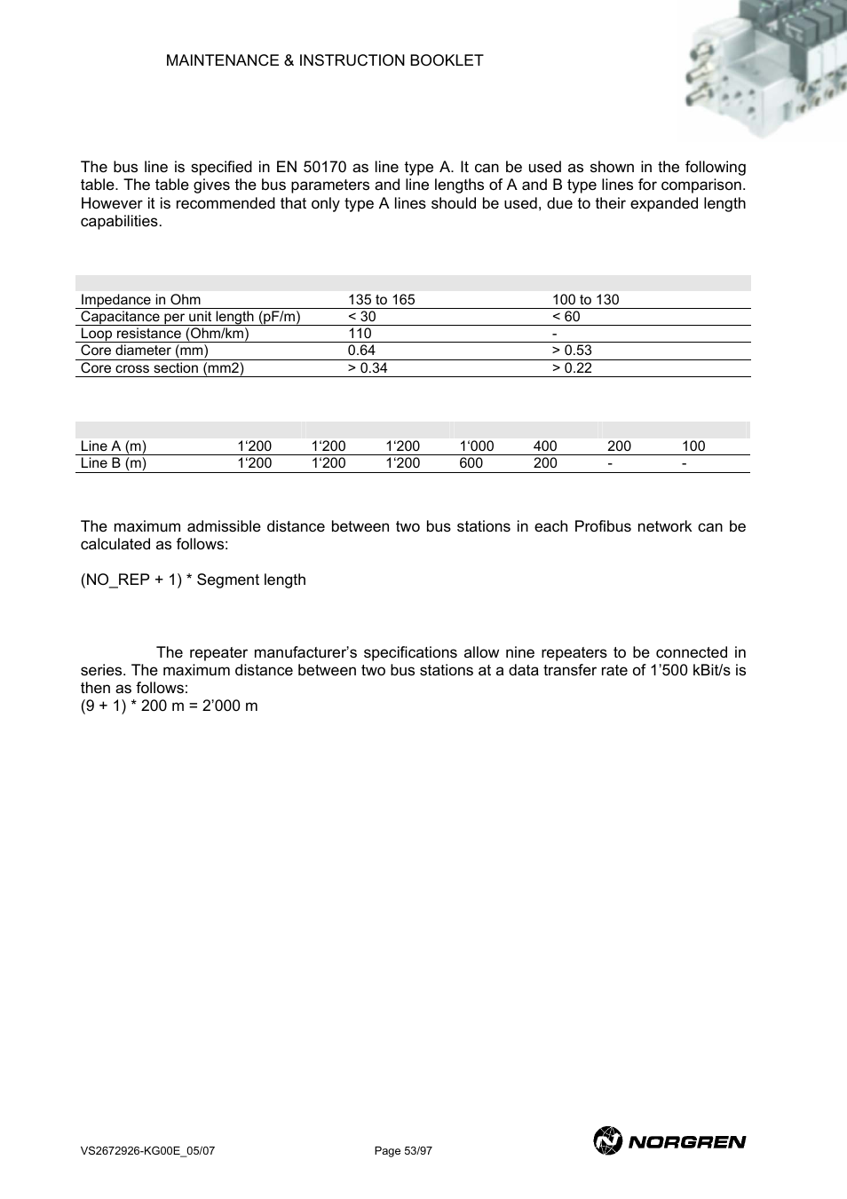 Profibus dp wiring | Norgren VS18 Series Valve Advantage User Manual | Page 53 / 97