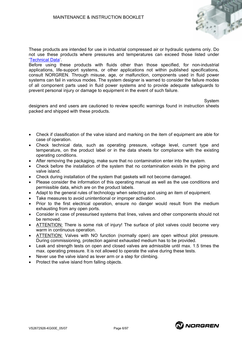 Safety, warning, Afety, Arning | Norgren VS18 Series Valve Advantage User Manual | Page 6 / 97