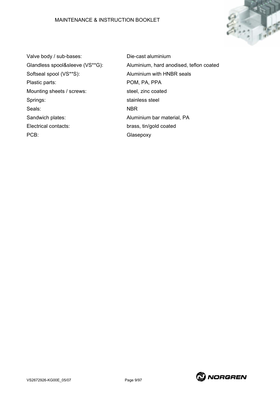 Materials, Aterials | Norgren VS18 Series Valve Advantage User Manual | Page 9 / 97