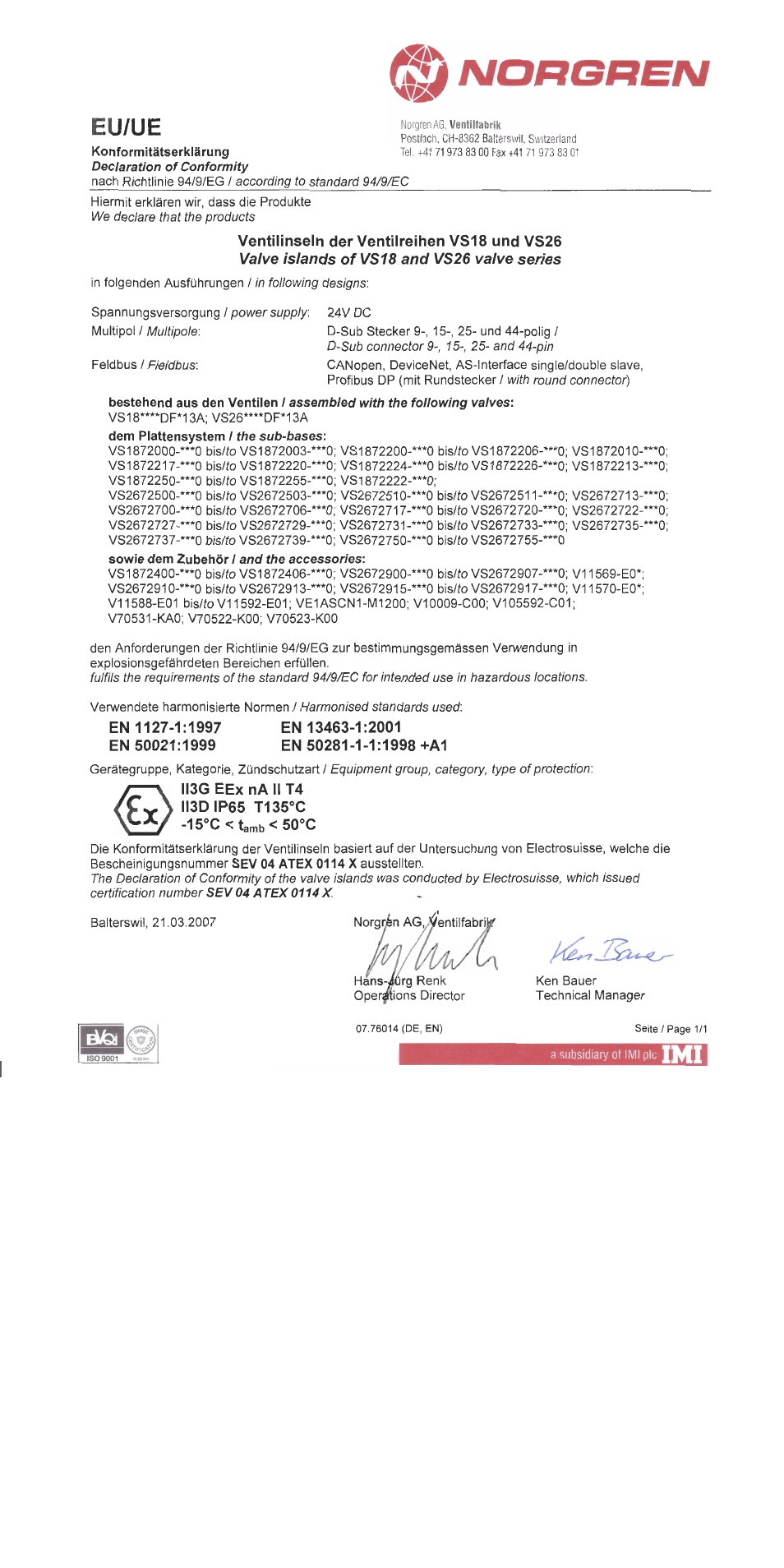 Norgren VS18 Series Valve Advantage User Manual | Page 95 / 97