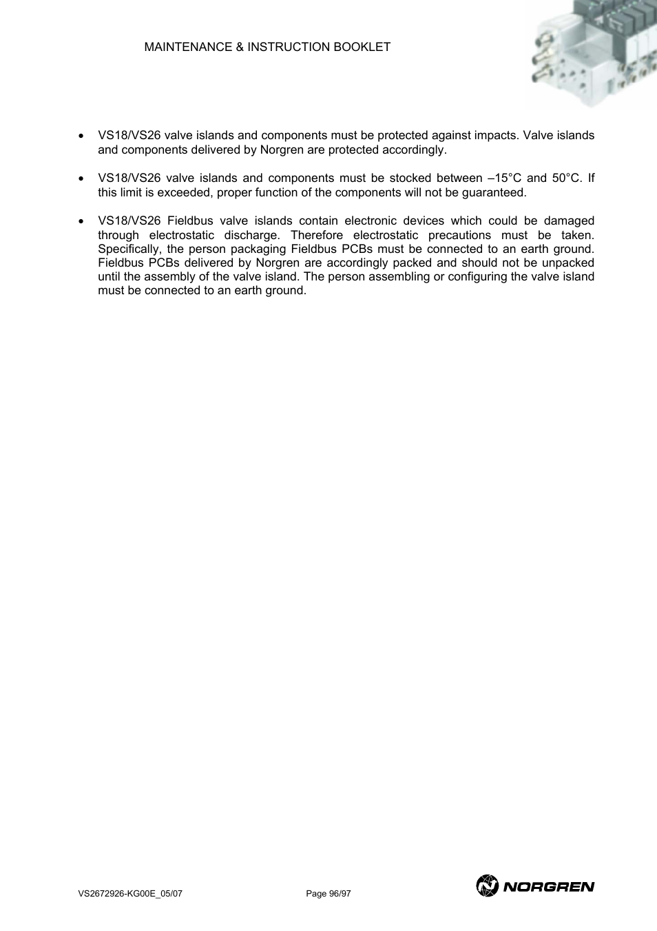 Transport / storage / packaging, Ransport, Storage | Packaging, 11 t | Norgren VS18 Series Valve Advantage User Manual | Page 96 / 97