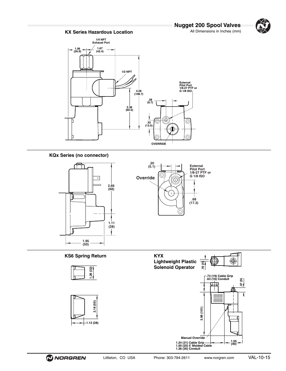 Nugget 200 spool valves, Val-10-15 | Norgren 200 Series Nugget Spool Valves User Manual | Page 15 / 38