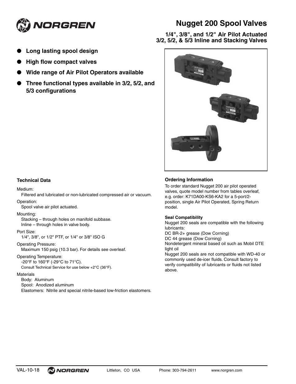 Nugget 200 spool valves | Norgren 200 Series Nugget Spool Valves User Manual | Page 18 / 38