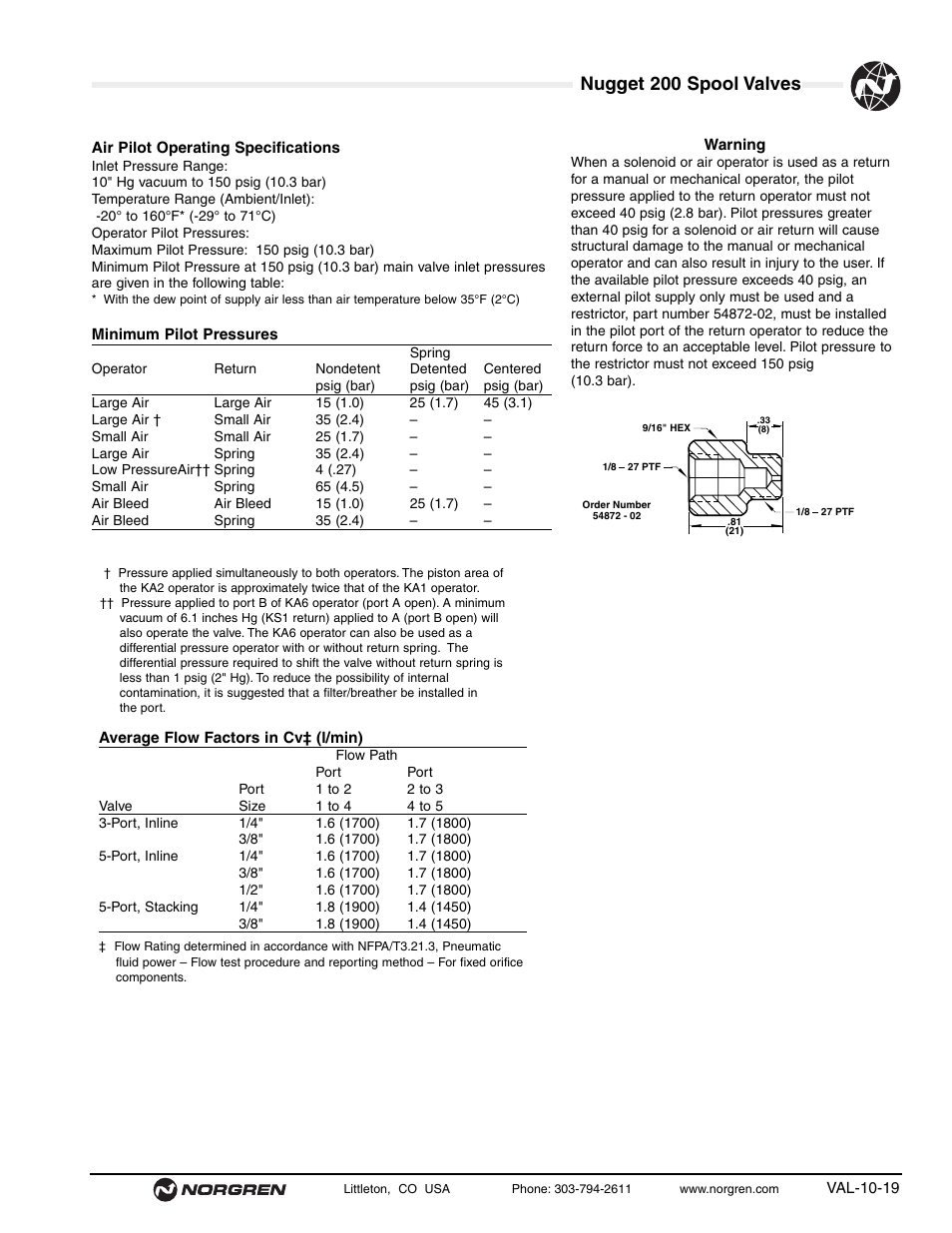 Nugget 200 spool valves | Norgren 200 Series Nugget Spool Valves User Manual | Page 19 / 38