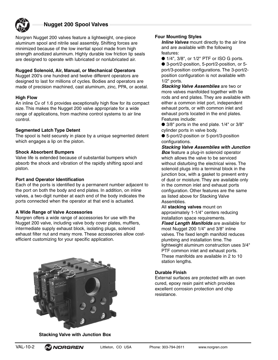 Norgren 200 Series Nugget Spool Valves User Manual | Page 2 / 38