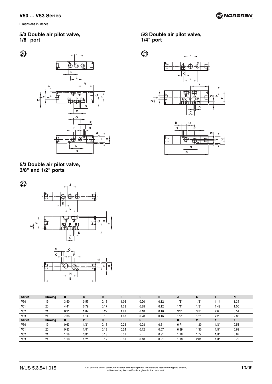 V50 ... v53 series | Norgren V52 Series Datasheets User Manual | Page 15 / 17