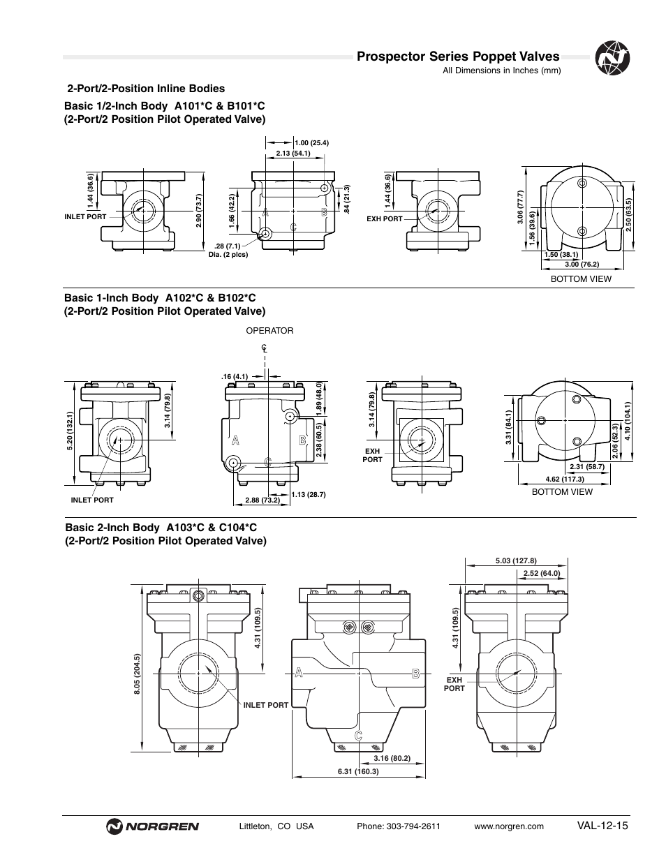 Prospector series poppet valves, Val-12-15 | Norgren Prospector Series Datasheets User Manual | Page 15 / 62