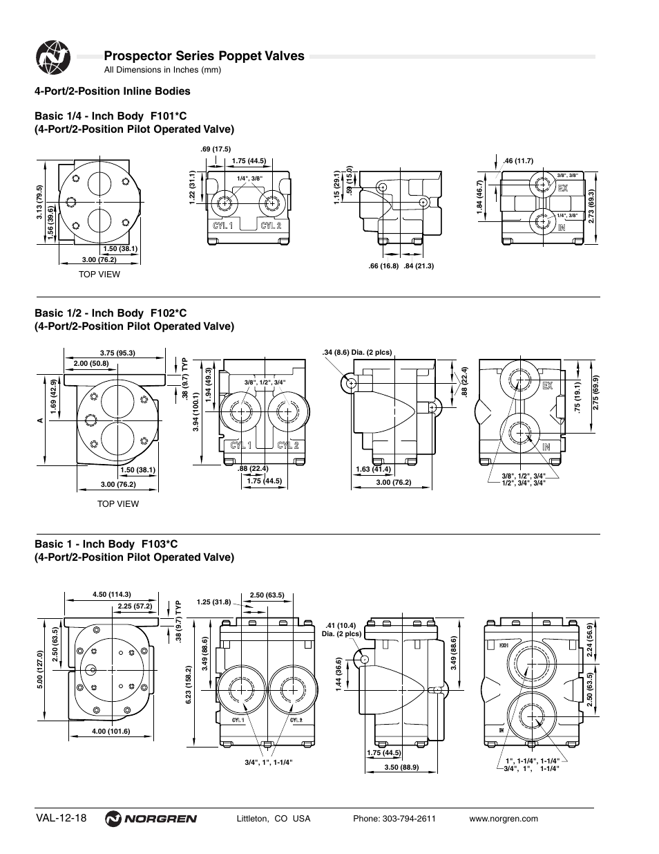 Prospector series poppet valves, Val-12-18 | Norgren Prospector Series Datasheets User Manual | Page 18 / 62