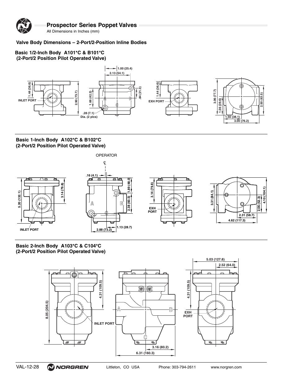 Prospector series poppet valves, Val-12-28 | Norgren Prospector Series Datasheets User Manual | Page 28 / 62