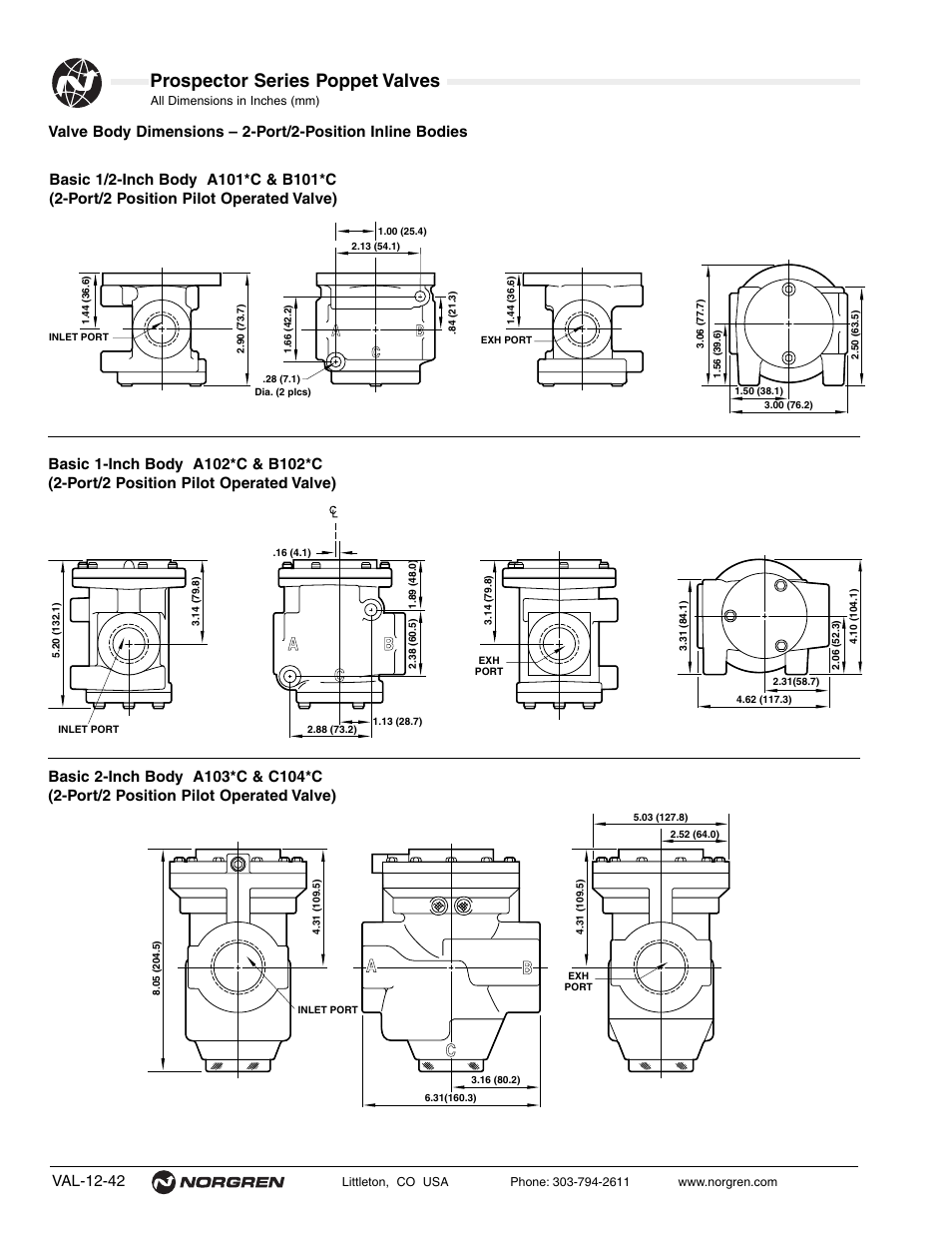 Prospector series poppet valves, Val-12-42 | Norgren Prospector Series Datasheets User Manual | Page 42 / 62
