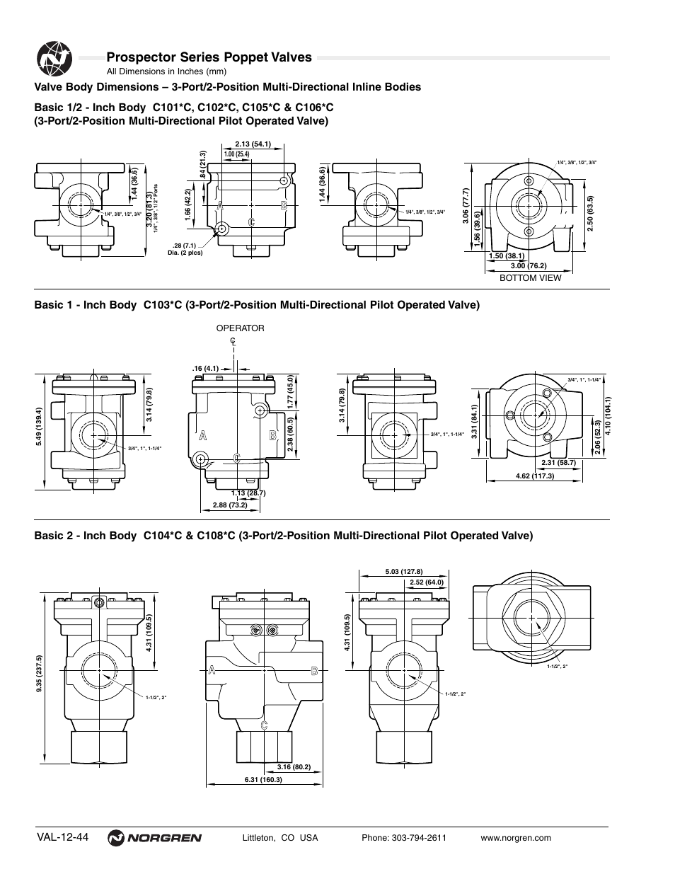 Prospector series poppet valves, Val-12-44 | Norgren Prospector Series Datasheets User Manual | Page 44 / 62