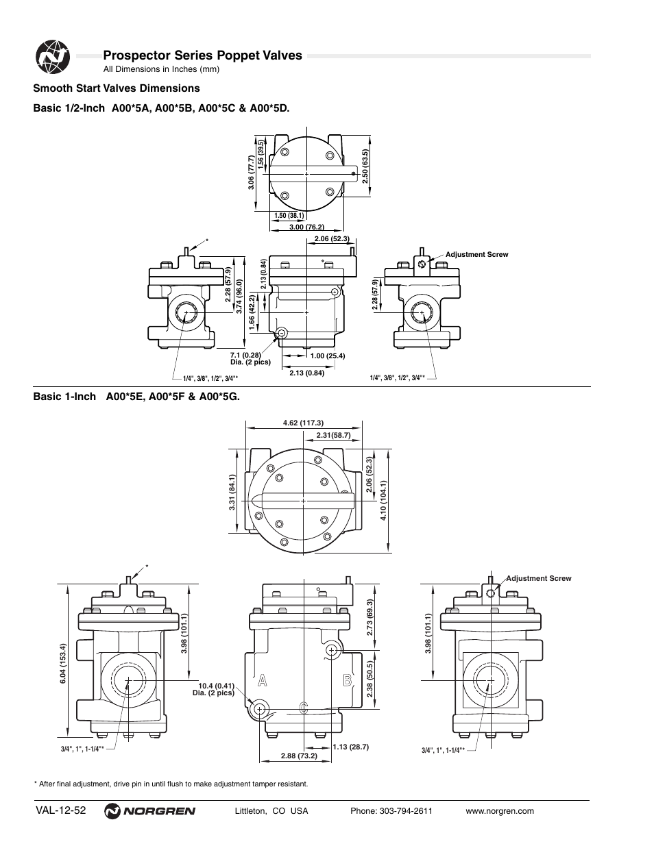 Prospector series poppet valves, Val-12-52 | Norgren Prospector Series Datasheets User Manual | Page 52 / 62