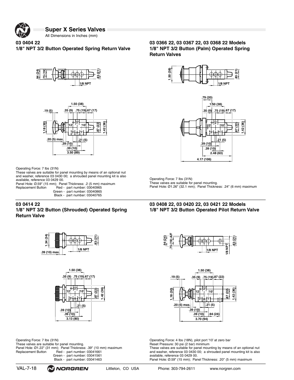 Super x series valves, Val-7-18 | Norgren Super X Series Valves User Manual | Page 18 / 29