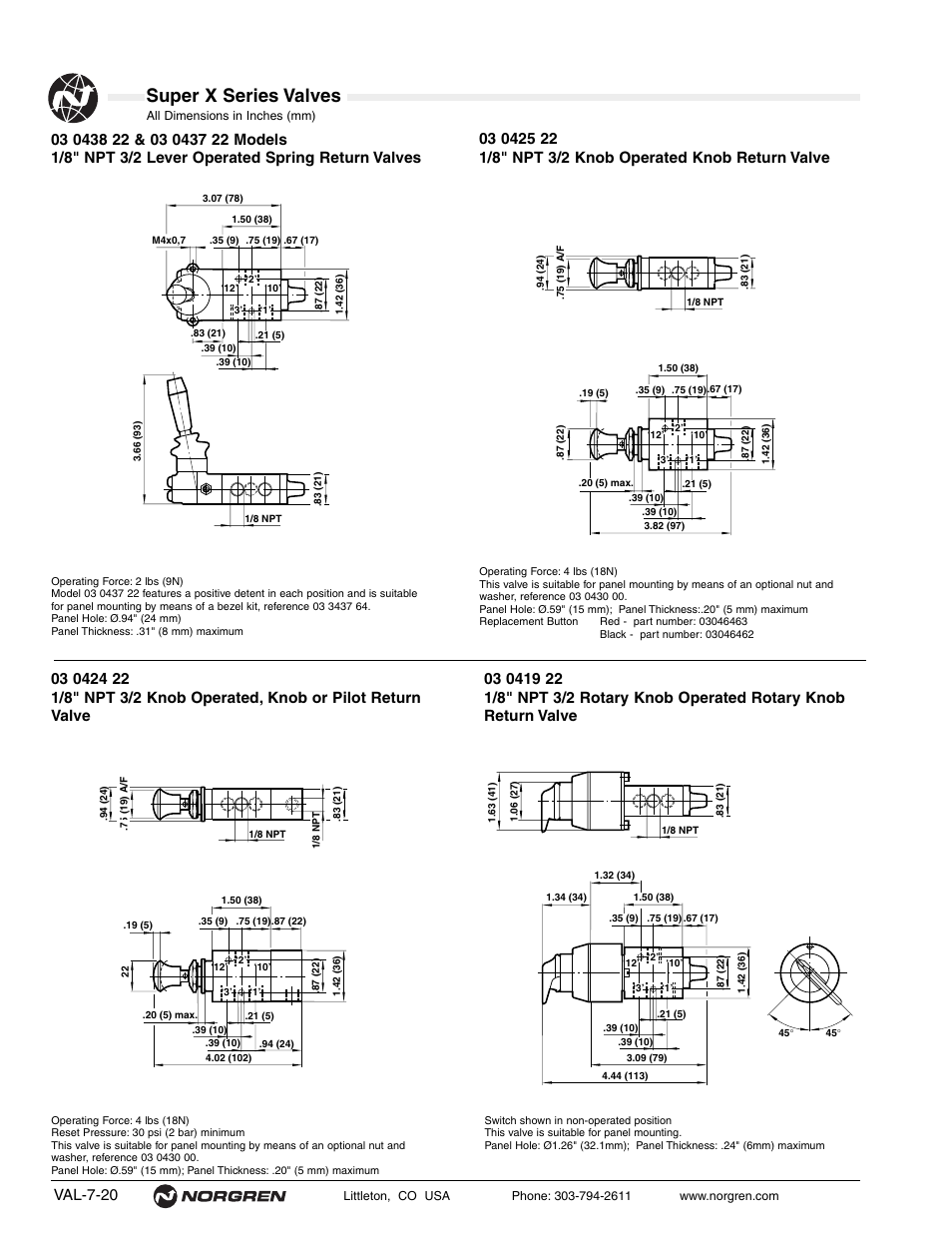 Super x series valves, Val-7-20 | Norgren Super X Series Valves User Manual | Page 20 / 29