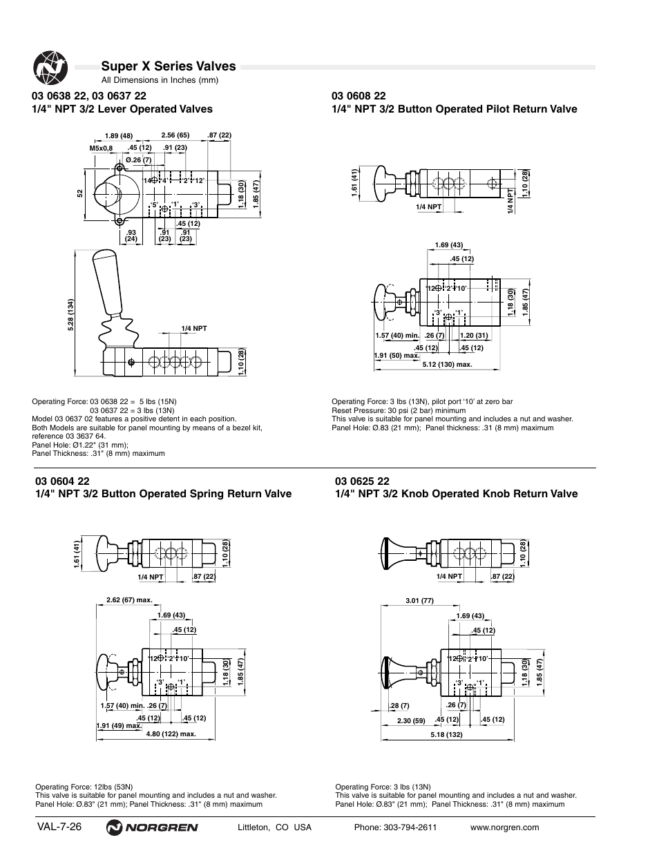 Super x series valves, Val-7-26 | Norgren Super X Series Valves User Manual | Page 26 / 29
