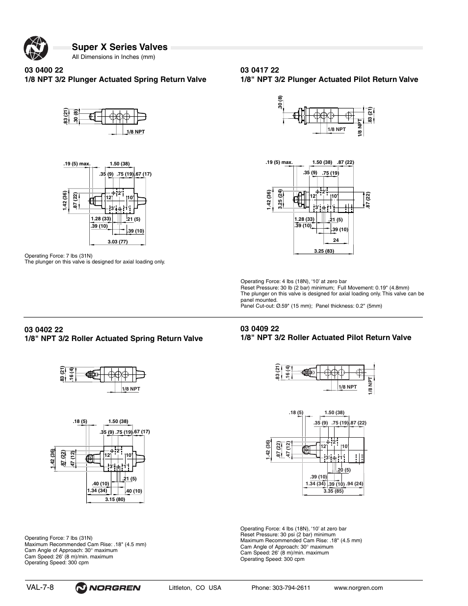 Super x series valves, Val-7-8 | Norgren Super X Series Valves User Manual | Page 8 / 29