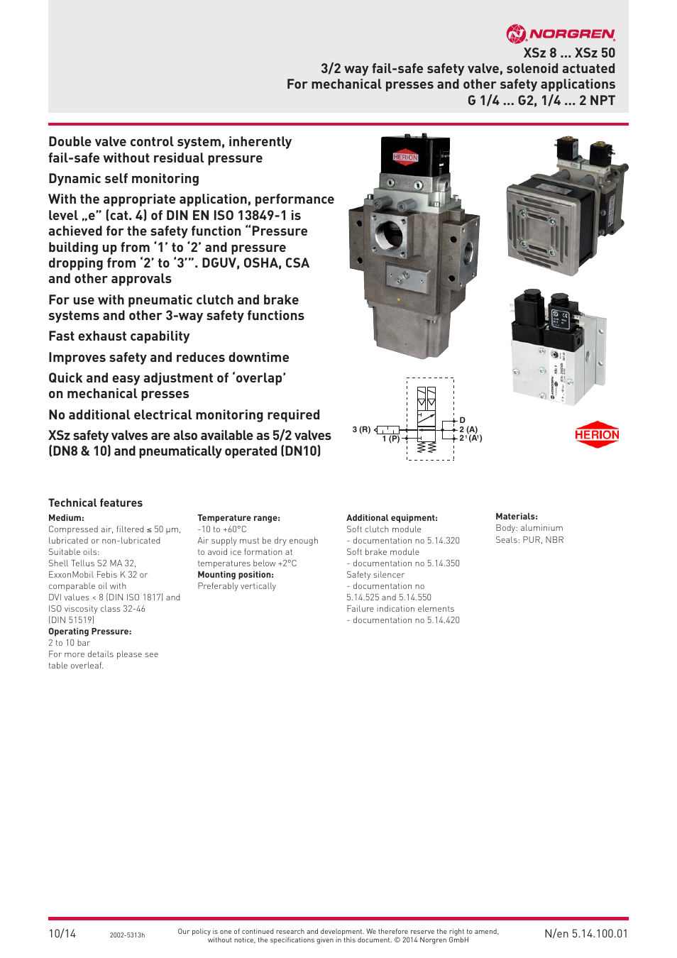 Norgren XSZ Series User Manual | 10 pages