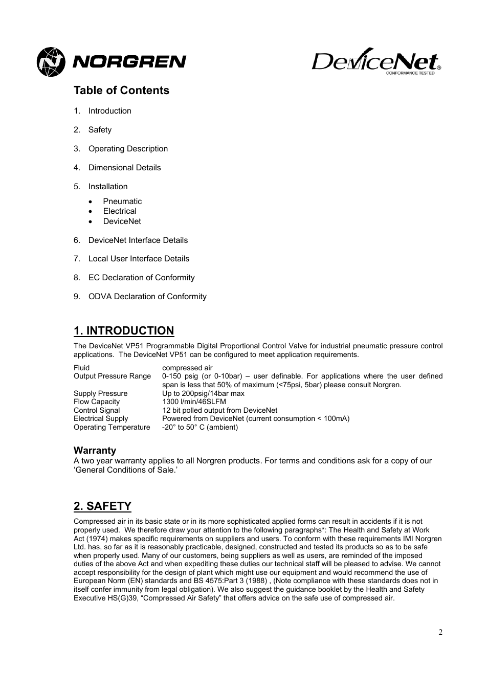 Norgren VP51 DeviceNet Installation Instructions User Manual | Page 2 / 11