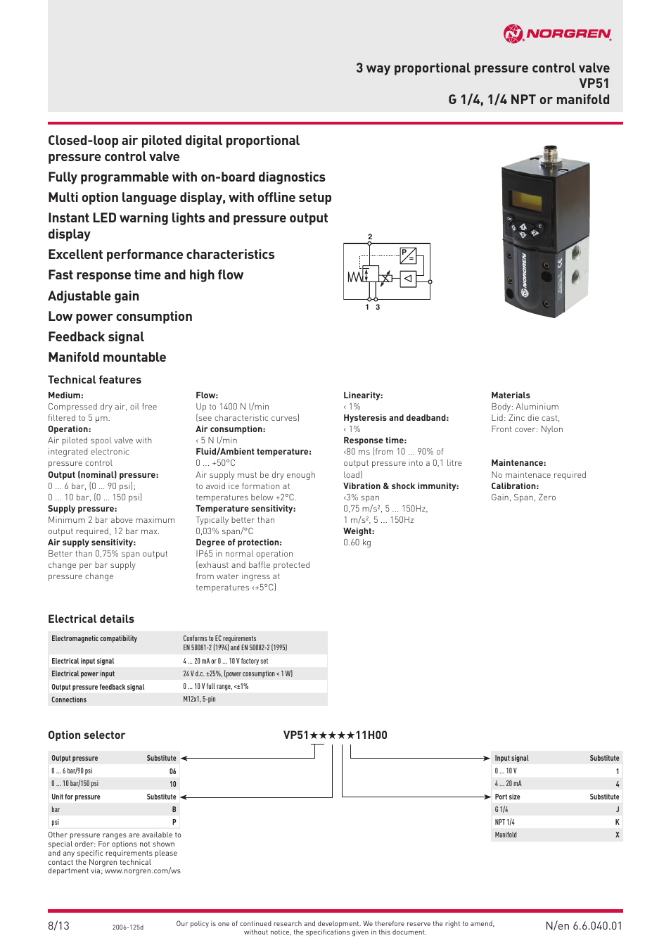 Norgren VP51 Datasheets User Manual | 4 pages