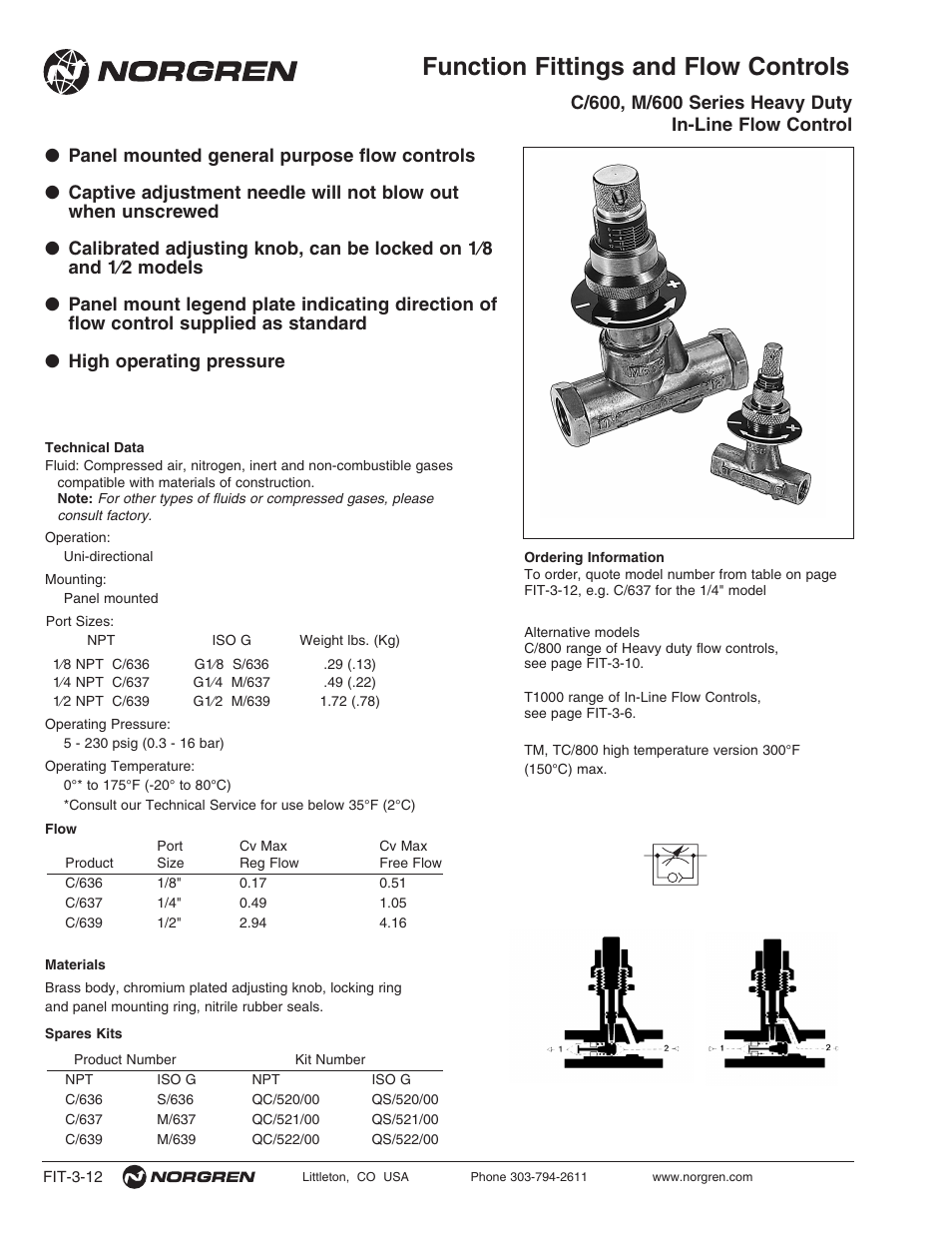 Function fittings and flow controls | Norgren Flow Controls User Manual | Page 12 / 34