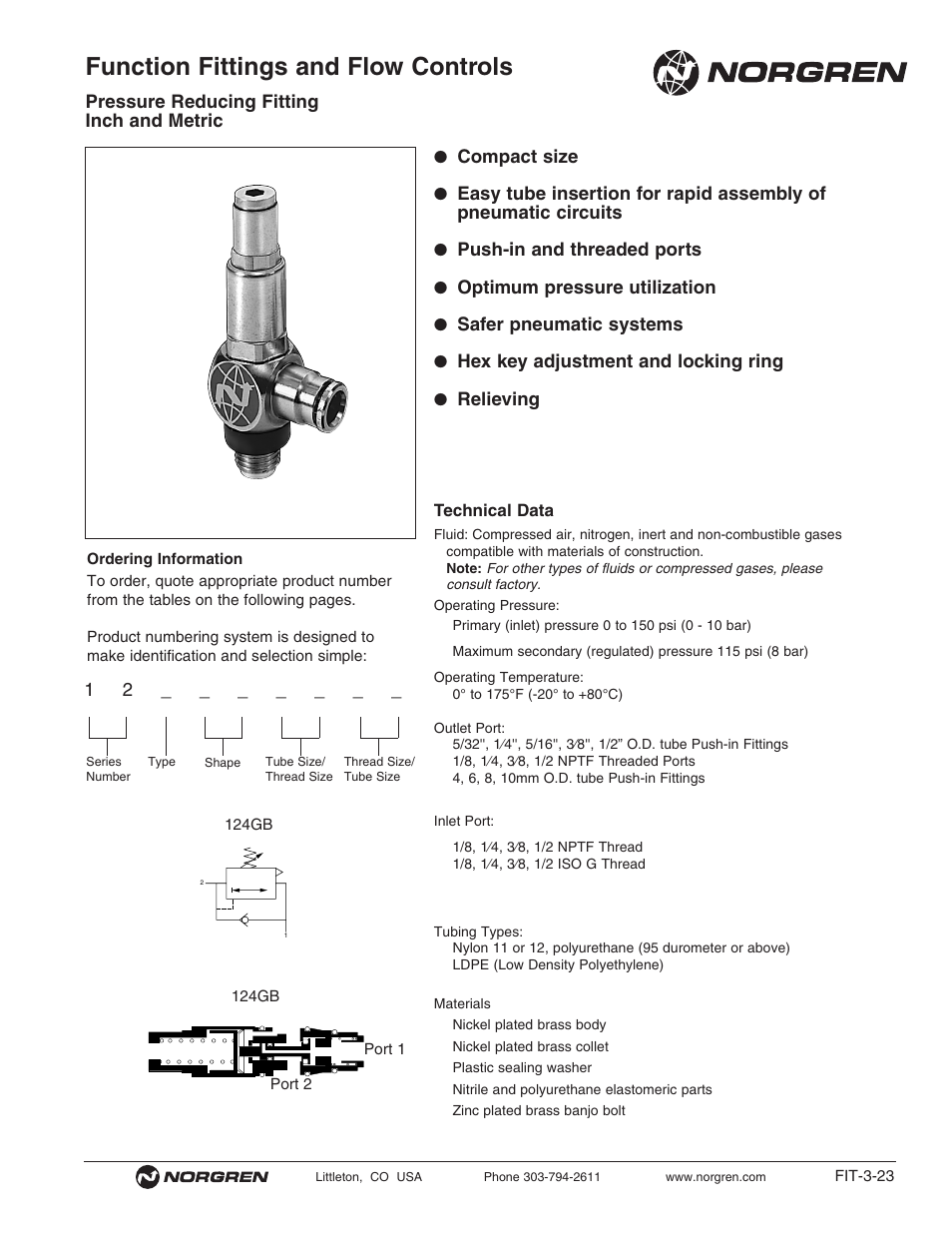 Function fittings and flow controls | Norgren Flow Controls User Manual | Page 23 / 34