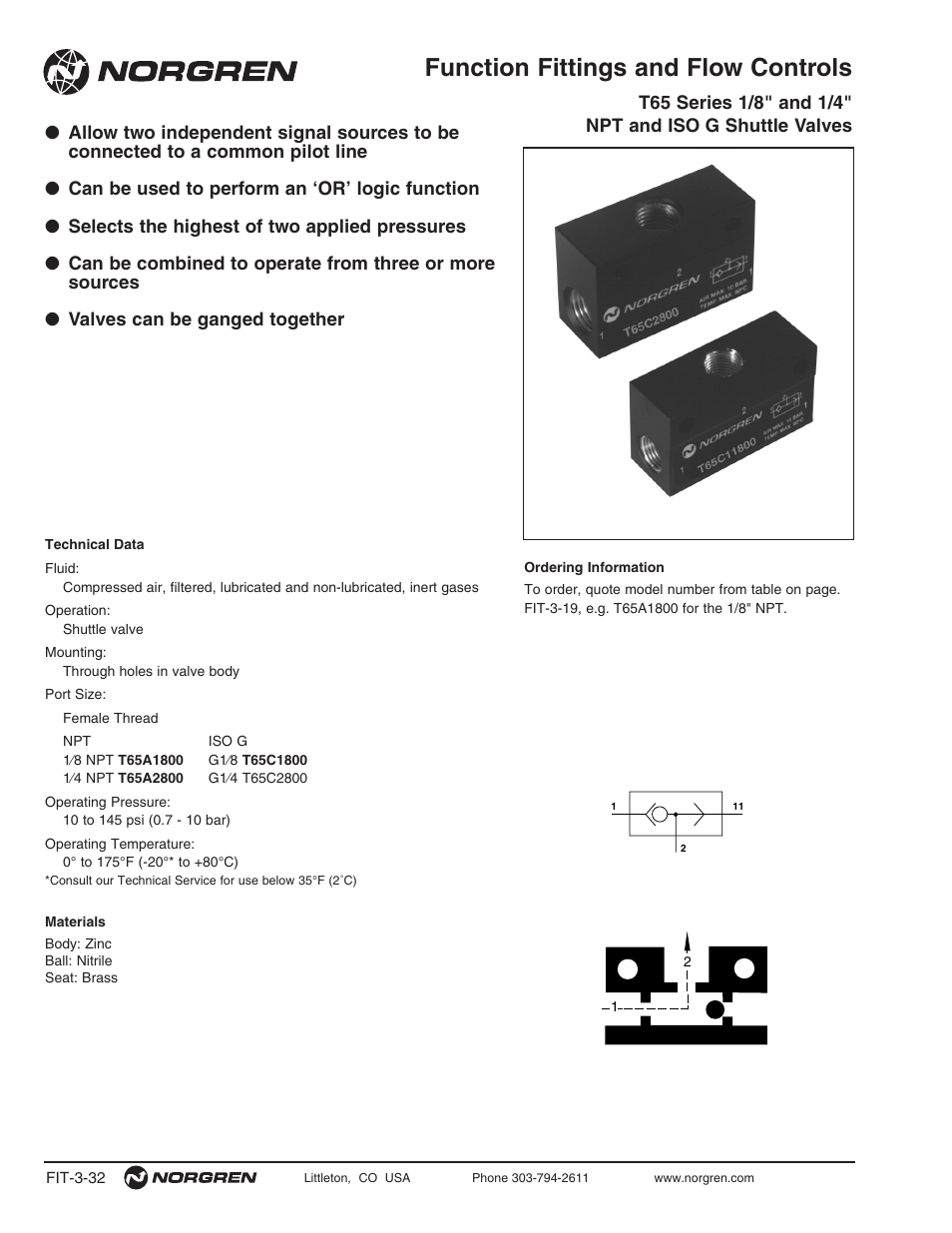 Function fittings and flow controls | Norgren Flow Controls User Manual | Page 32 / 34