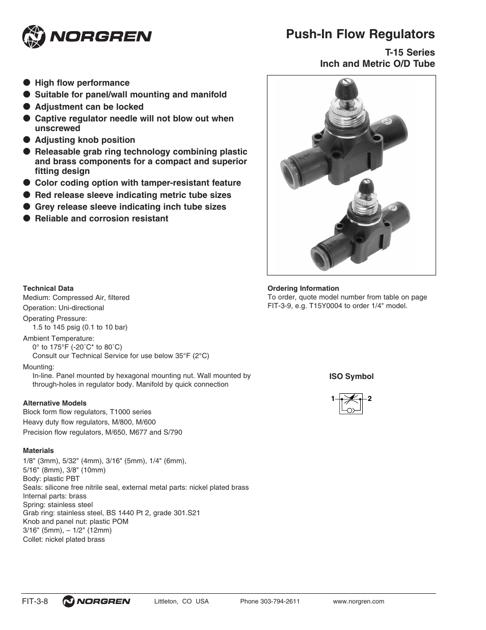 Push-in flow regulators | Norgren Flow Controls User Manual | Page 8 / 34