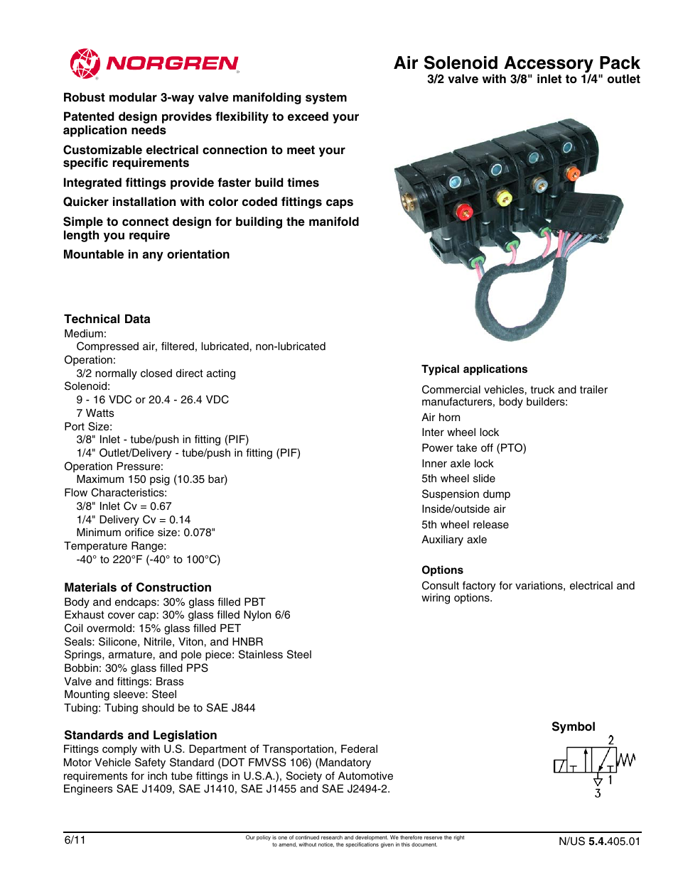 Norgren Air Solenoid Accessory Pack User Manual | 2 pages