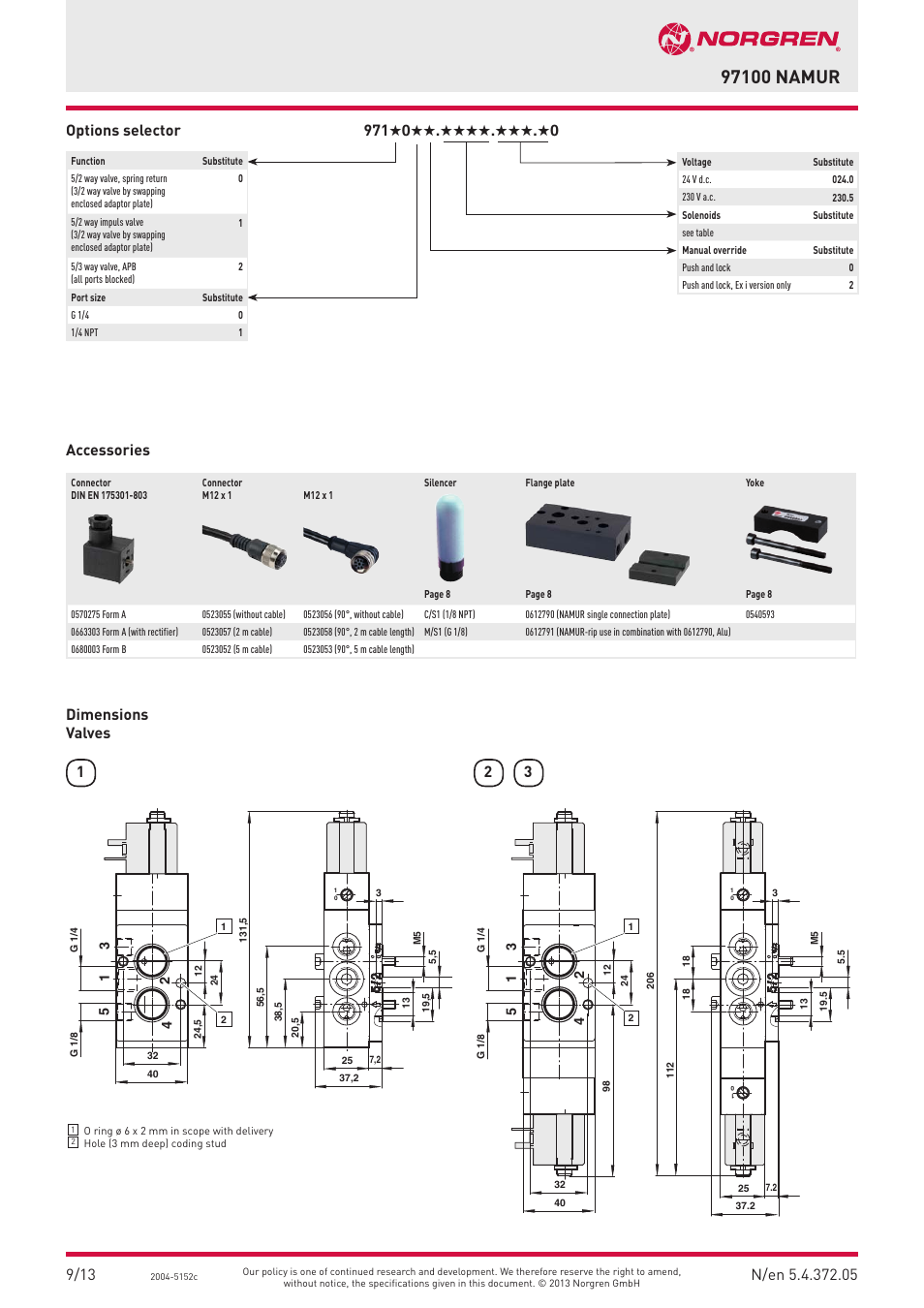 Accessories | Norgren 97100 NAMUR Series User Manual | Page 5 / 8