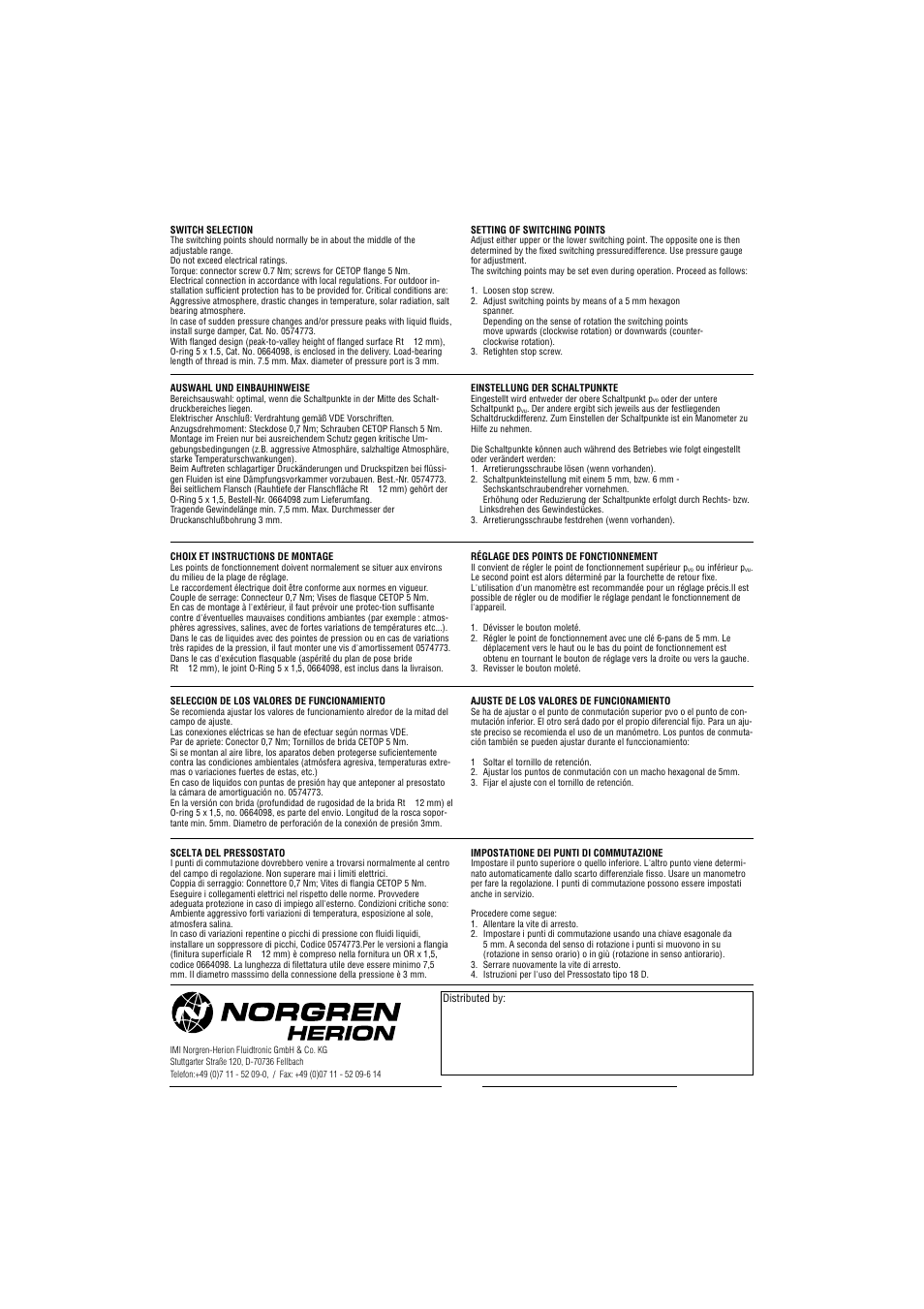 Norgren 18D Pressure Switch Installation Instructions User Manual | Page 2 / 2