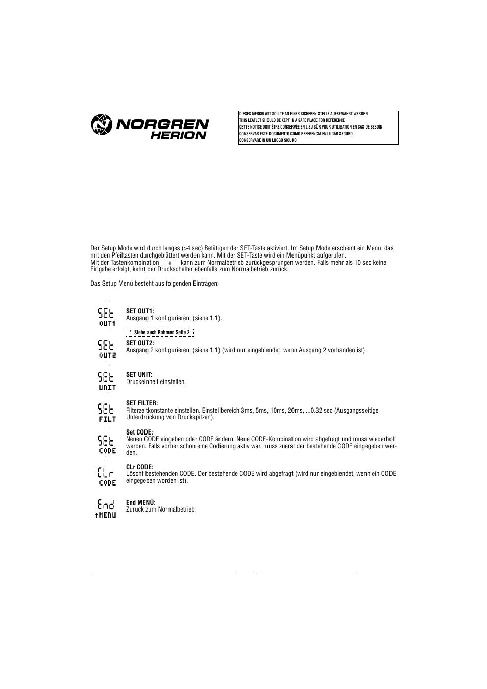 Norgren 33D Electronic Pressure Switches Installation Instructions User Manual | 20 pages