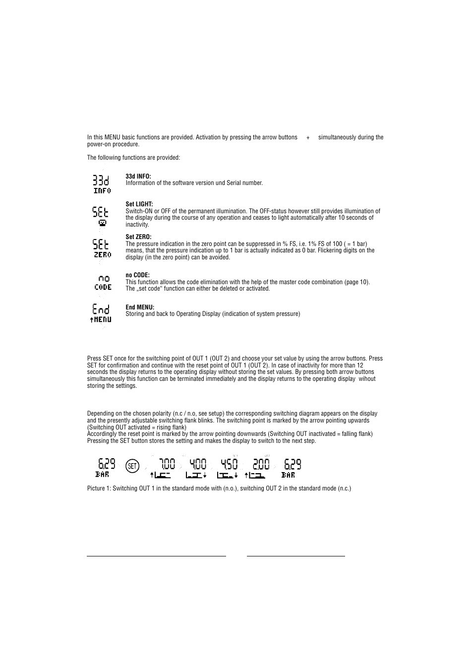 Setting of the switching points | Norgren 33D Electronic Pressure Switches Installation Instructions User Manual | Page 8 / 20