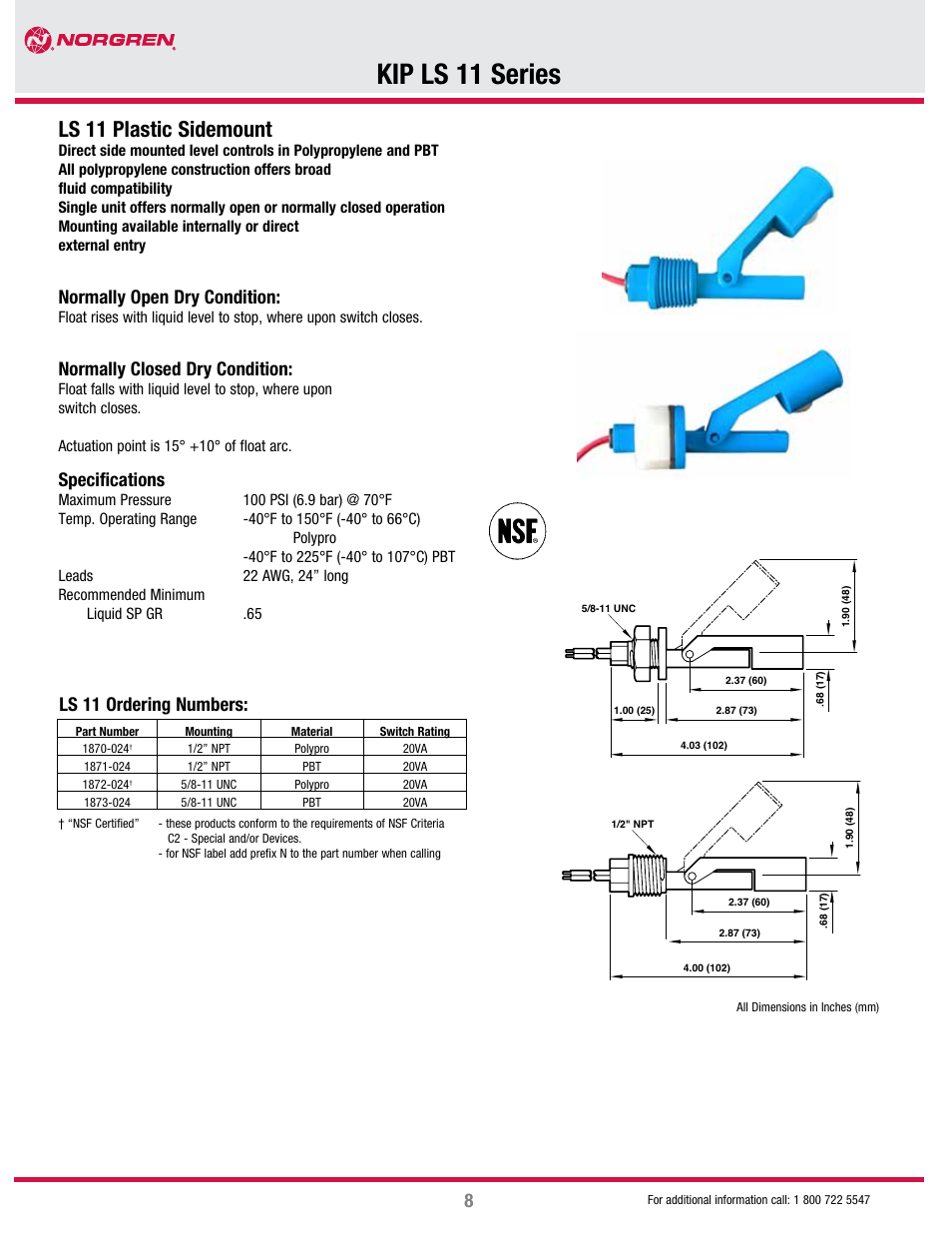 Norgren KIP LS11 Series User Manual | 1 page