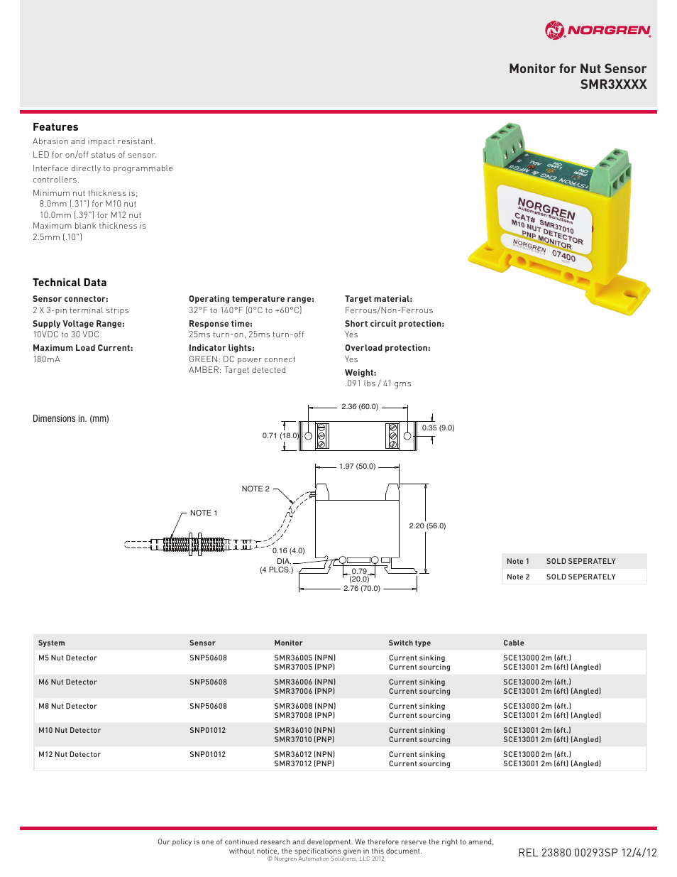 Norgren SMR3xxxx User Manual | 1 page