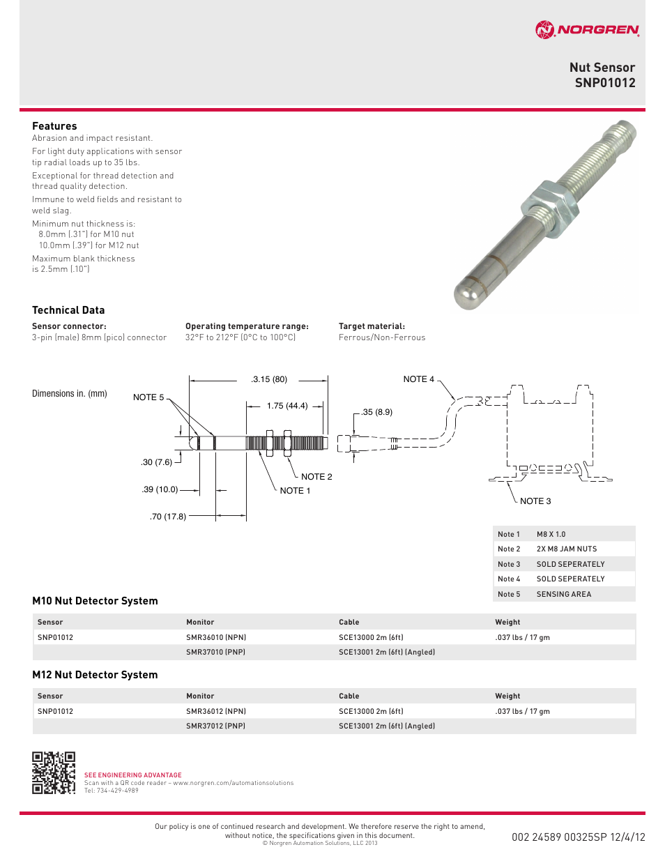 Norgren SNP01012 User Manual | 1 page