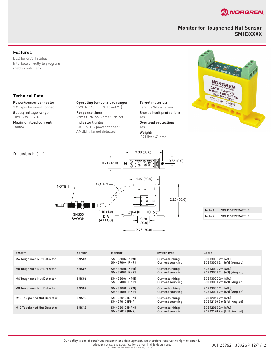 Norgren SMH3xxxx User Manual | 1 page