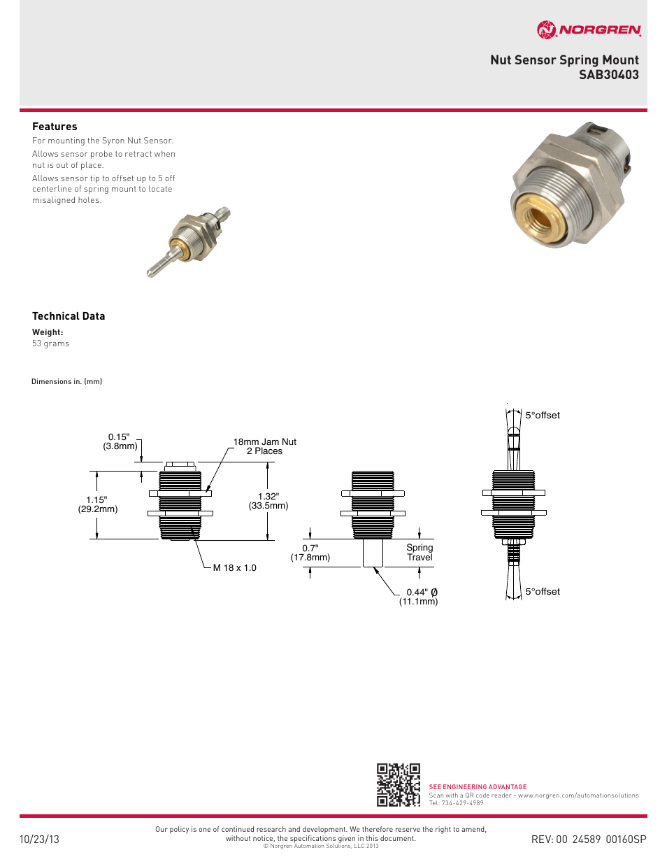 Norgren SAB30403 User Manual | 1 page