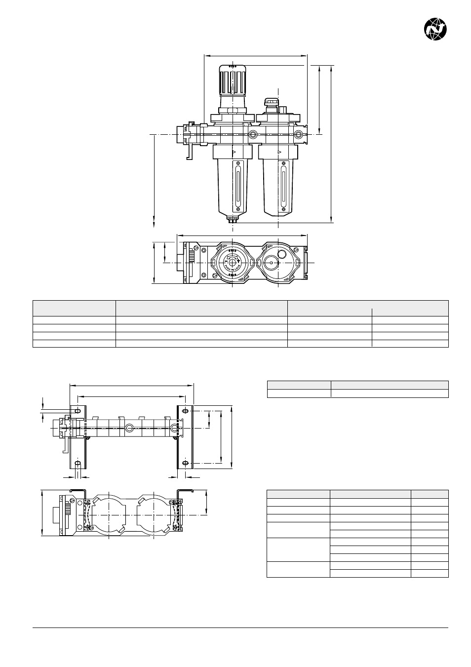 Bracket mounting bracket kit reference, Dimensions (mm) bl64, Service kits | Norgren BL64 User Manual | Page 3 / 3