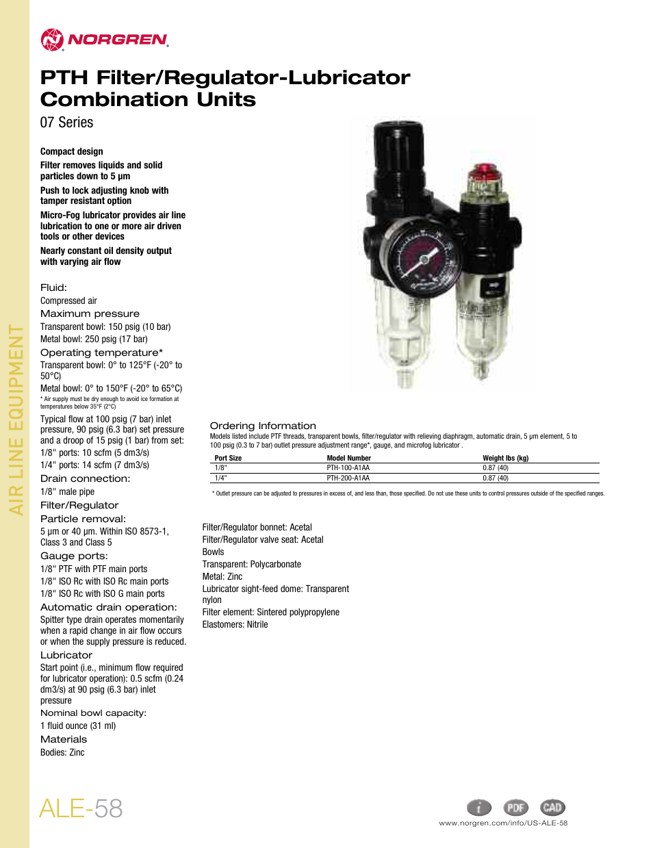 Norgren 07 Series User Manual | 2 pages