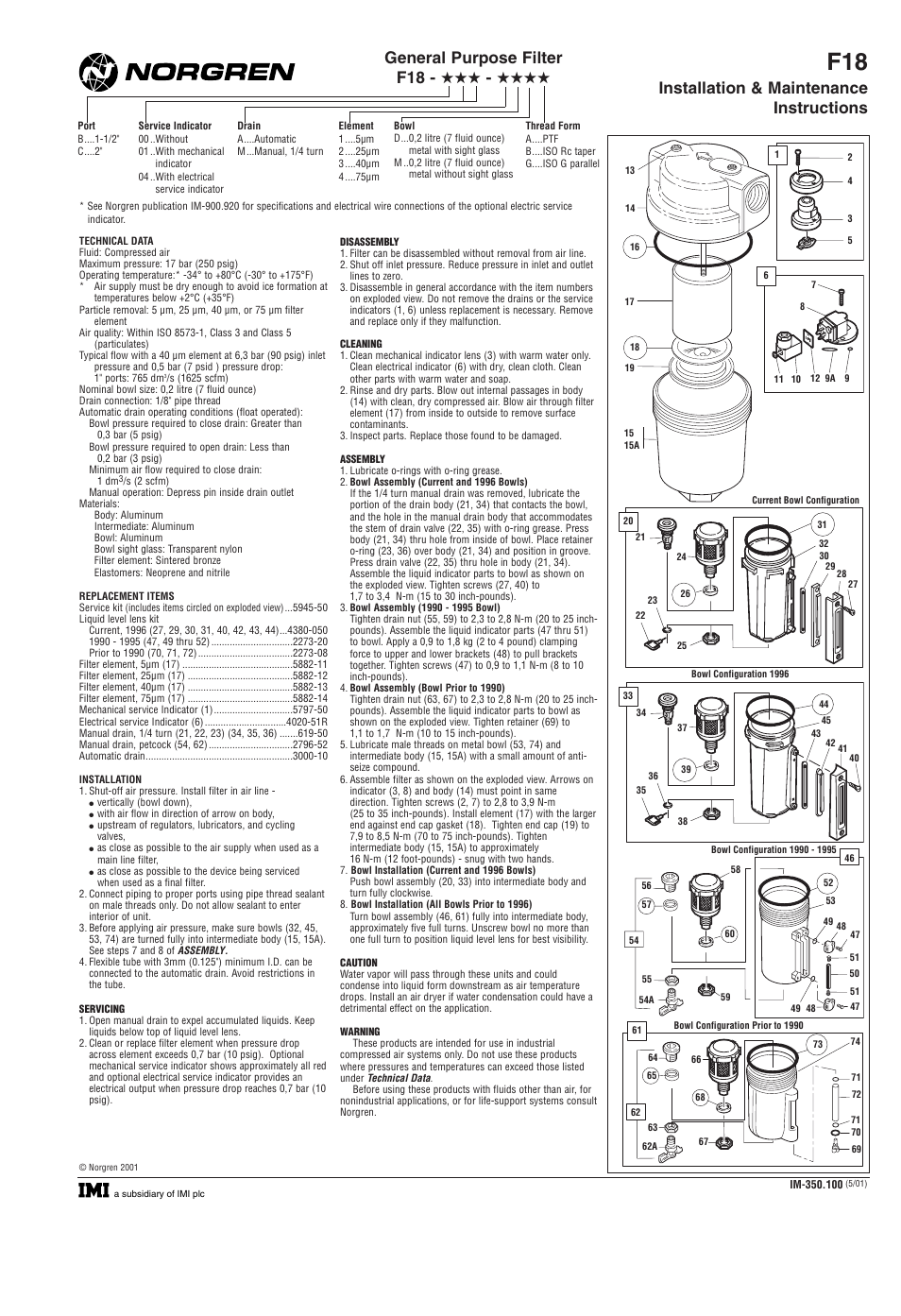 Norgren F18 Series Installation Instructions User Manual | 1 page