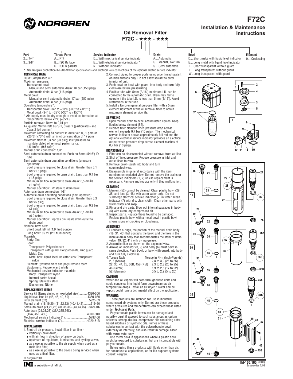 Norgren F72C Series User Manual | 1 page