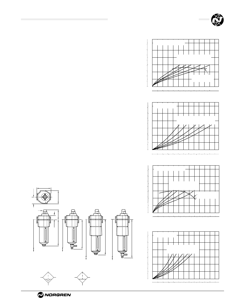 F74c/h oil removal (coalescing) filters, Ale-2-9, Technical data | Typical performance characteristics, Iso symbols | Norgren Filter Contents User Manual | Page 33 / 53