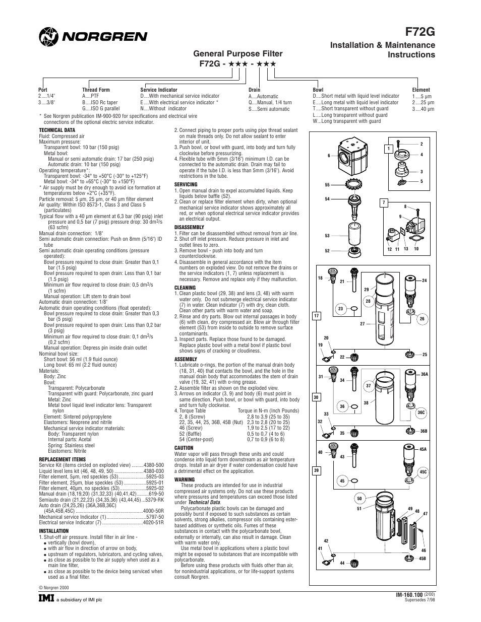 Norgren F72G Series User Manual | 1 page